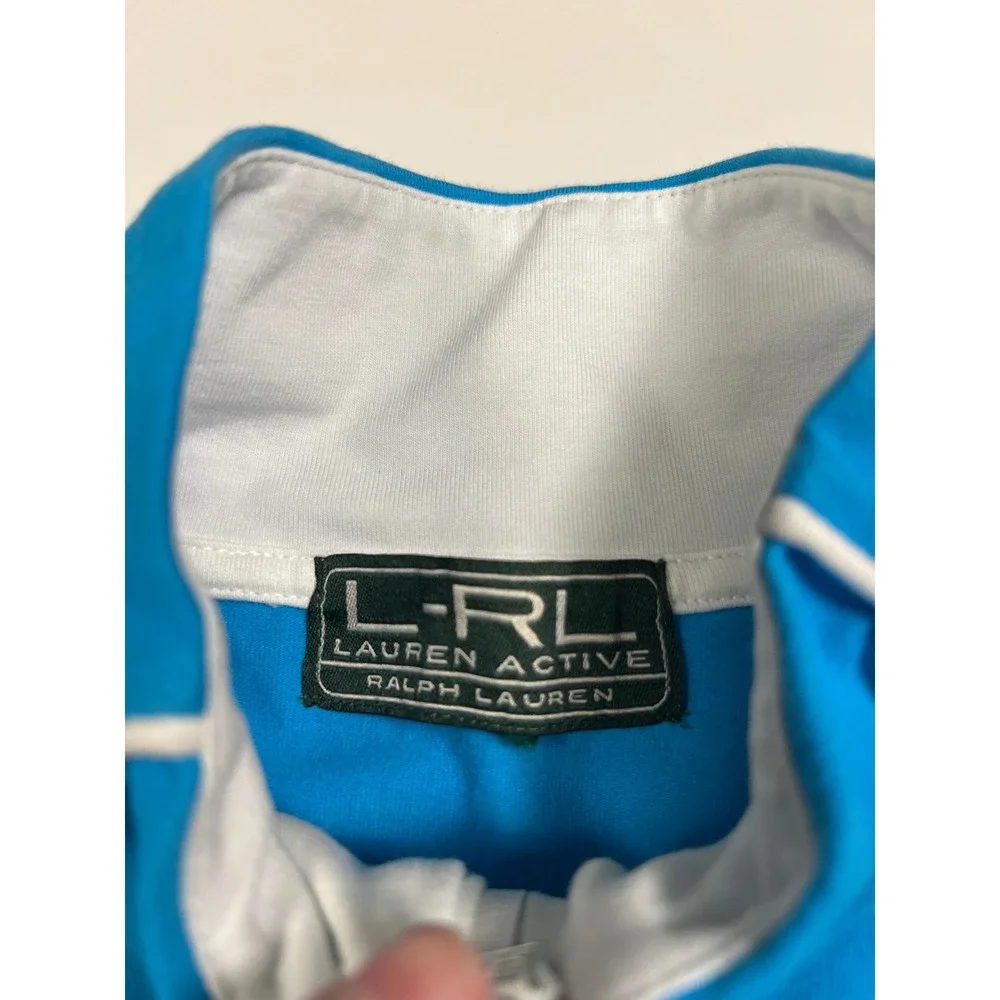Lauren Ralph Lauren Active Track Jacket Womens Blue Full Zip White Piping L-RL